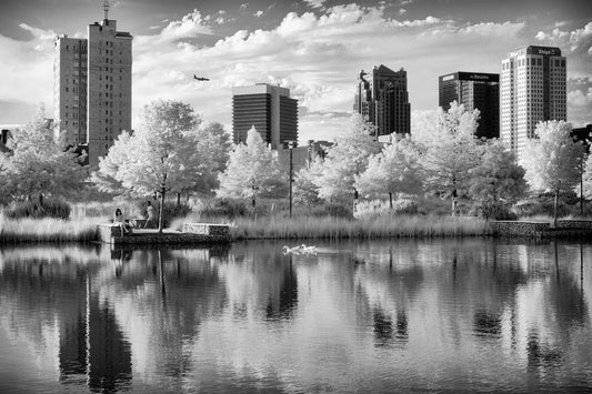 Railroad Park Skyline, Infrared Black and White - Four Seasons Gallery