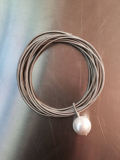 Silver w/ Drop Pearl Bracelet