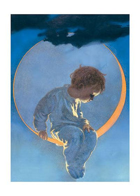 Boy Sitting On Moon