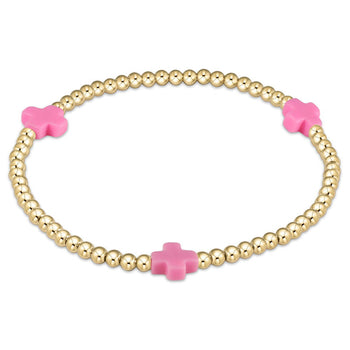 Sig. Cross 3MM Bracelet Bright Pink
