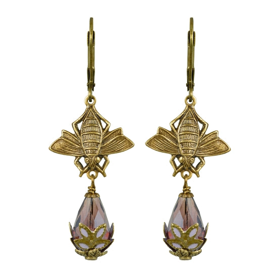Fairyland Pollinate Earrings, Gold and Purple