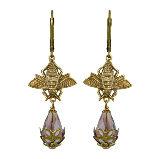 Fairyland: Pollinate Earrings, Gold and Lavendar