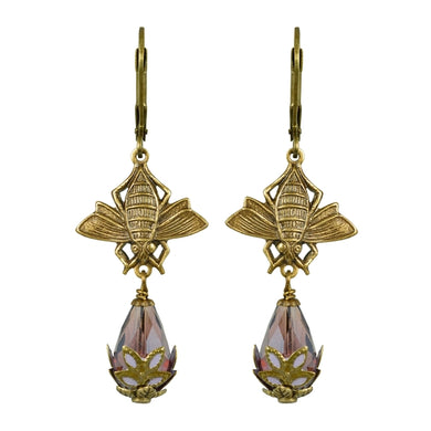 Fairyland: Pollinate Earrings, Gold and Lavendar