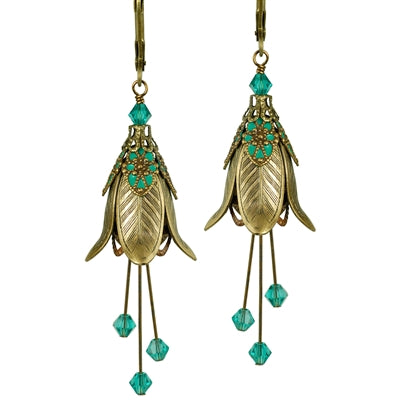 Flower Fairy: Warlock's Mistress Earring, Gold and Teal