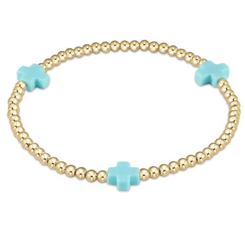 Sig. Cross Gold 3MM Bracelet Turquoise