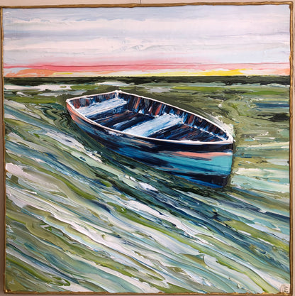 Blue Boat 30X30 - Four Seasons Gallery